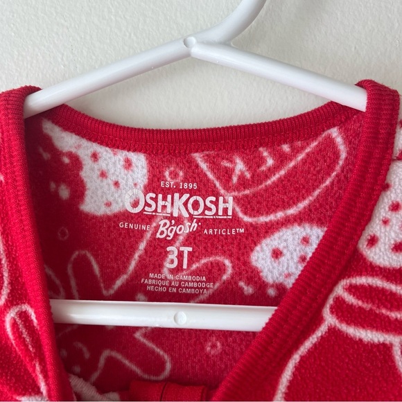 Red fleece holiday Christmas onesie pjs Kids One Piece Pajamas Set 3T girls boys - Picture 7 of 10